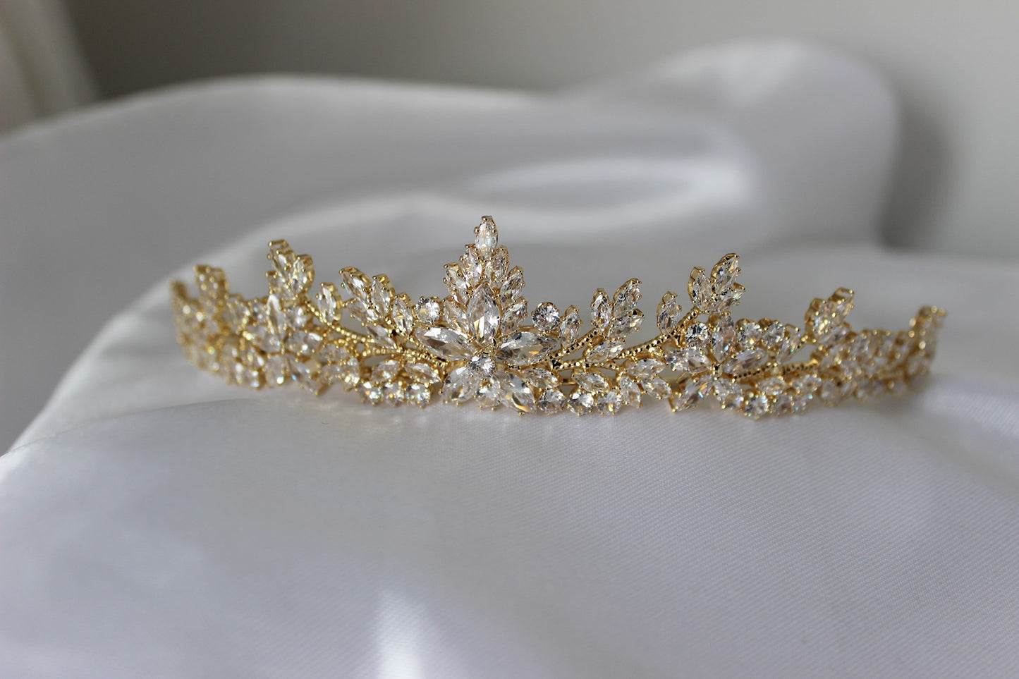 gold tiara on white background