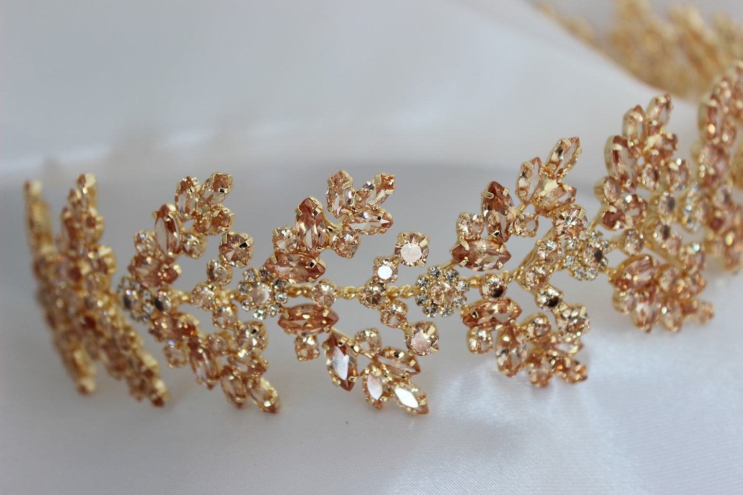Gold headpiece on white background