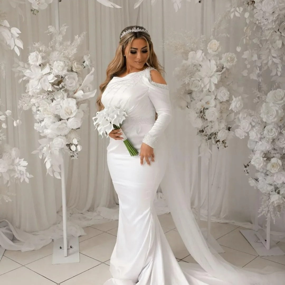 Bride wearing silver bridal tiara
