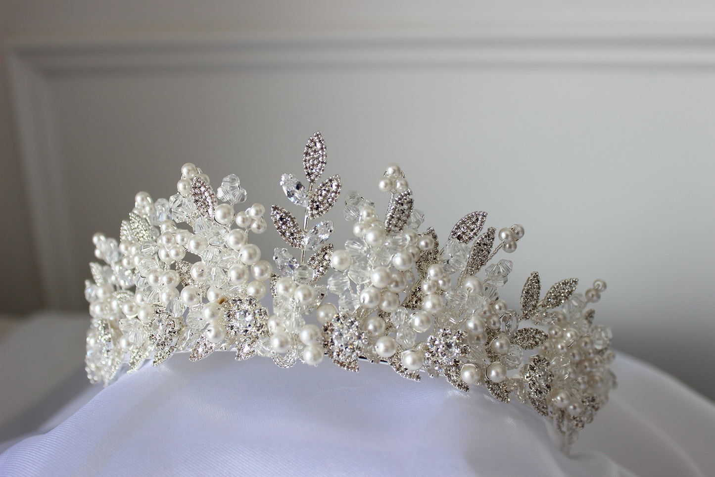pearl crown on white background