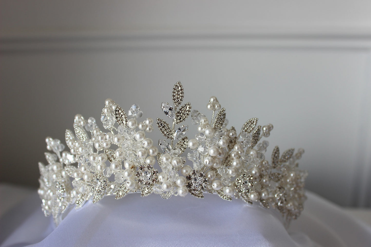 pearl crown on white background