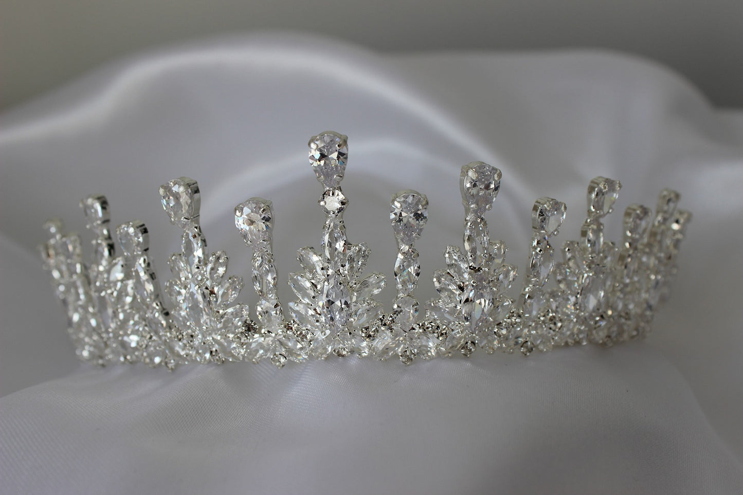 Silver bridal crown on white background
