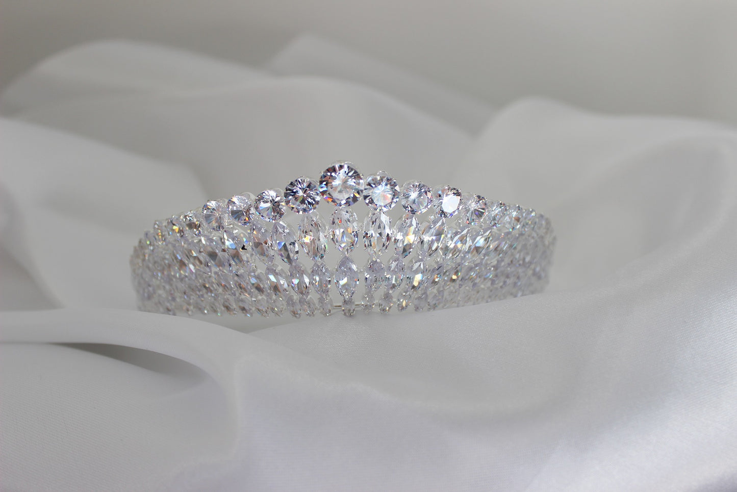 Silver bridal crown on white background