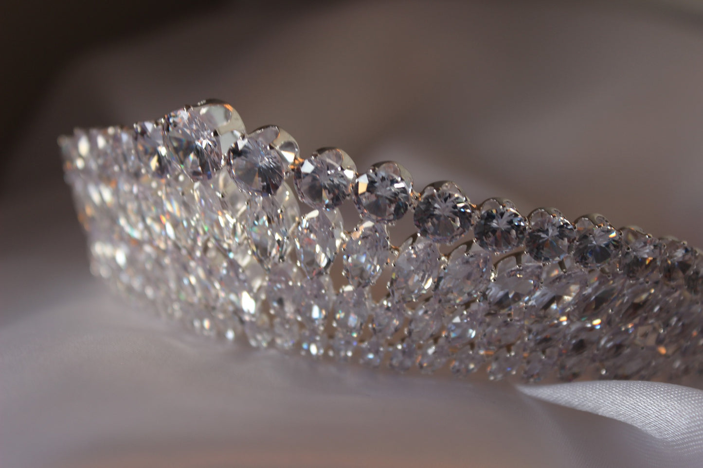 Silver bridal crown on white background