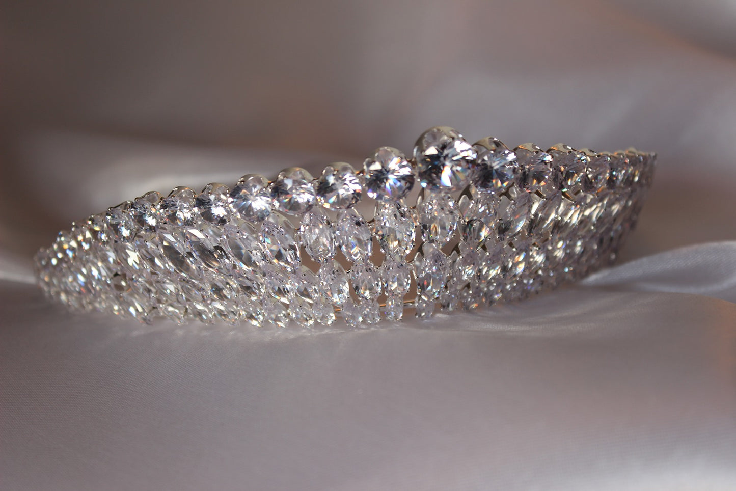 Silver bridal crown on white background