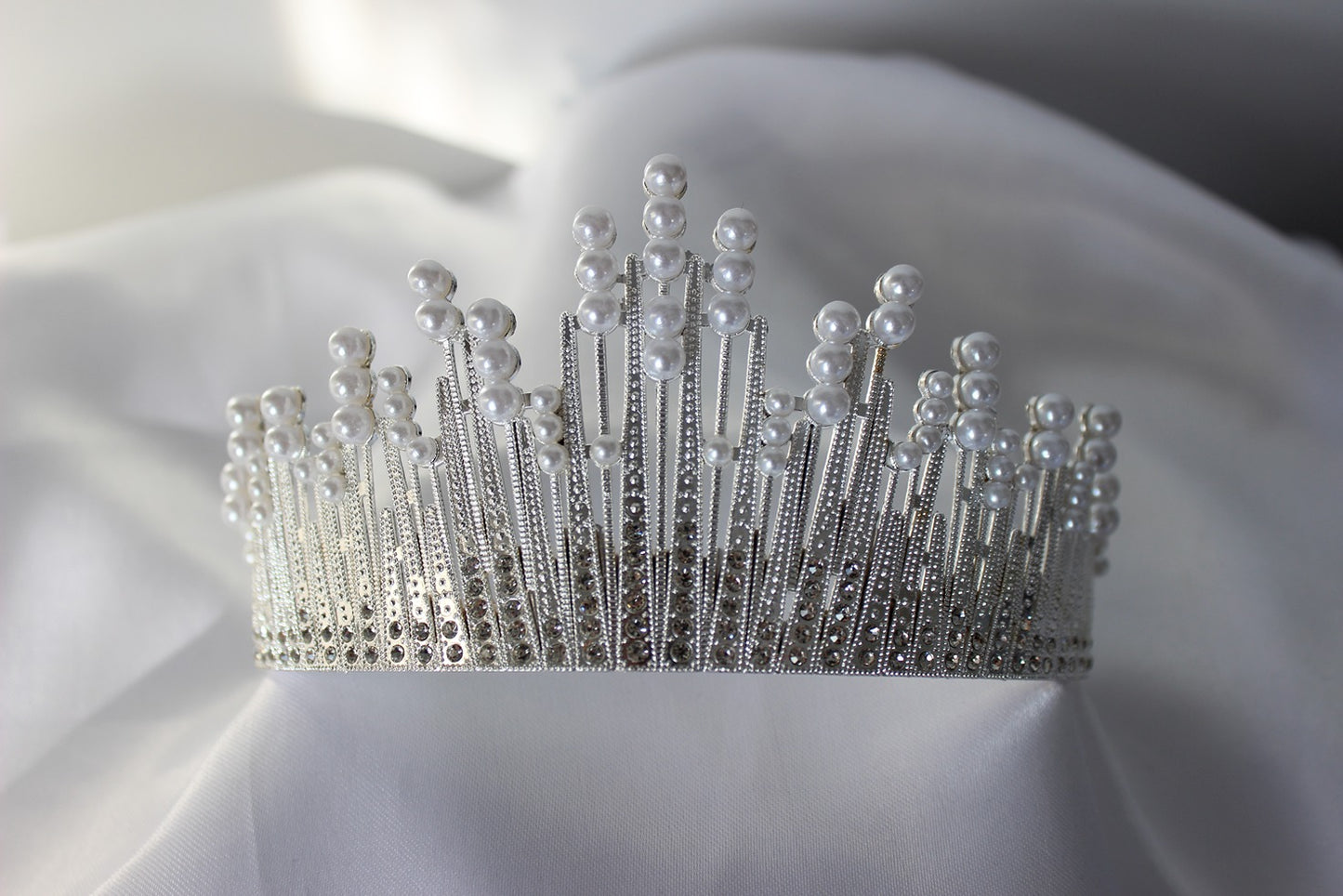 Silver bridal crown on white background