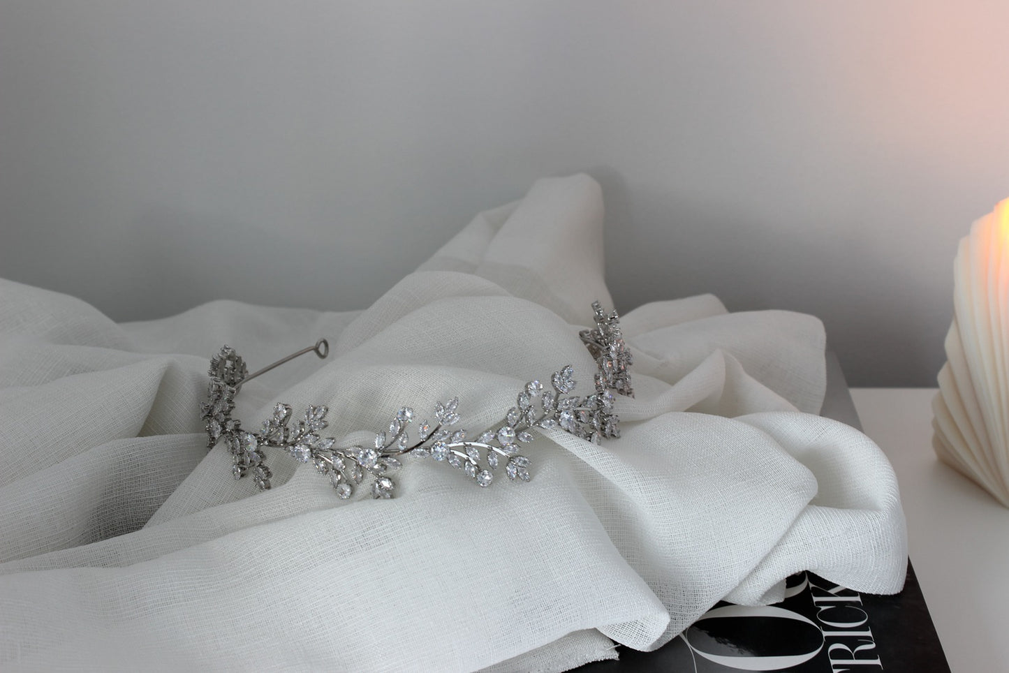 silver headband on background