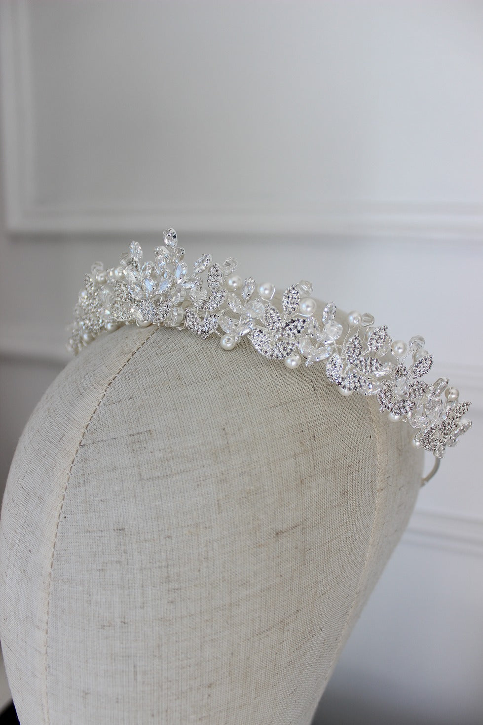 Silver tiara on mannequin