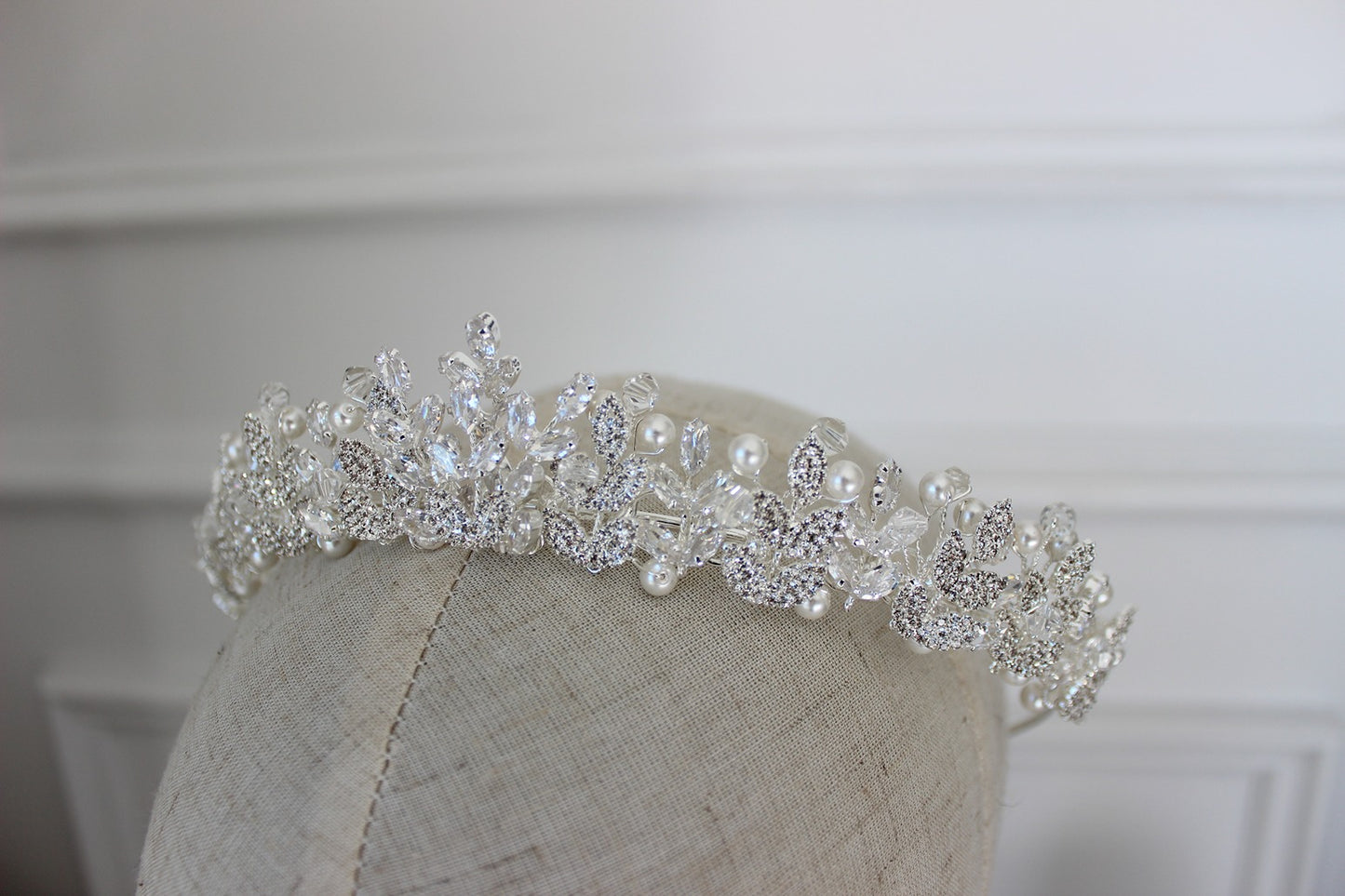 Silver tiara on mannequin